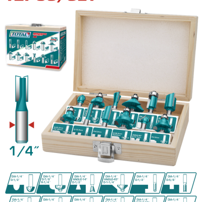 FRESAS RUTEADORA JG. 12 PIZ ESPIGO 1/4 TOTAL(1/120) L3-400 TACSR0104121