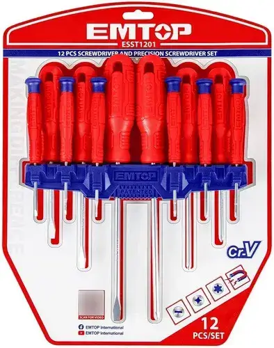 JGO DESTORNILLADOR PRECISION 12 PZAS PTA IMANTADA EMTOP ESST1201