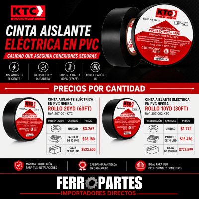CINTA AISLANTE ELECTRICA EN PVC NEGRA KTC
